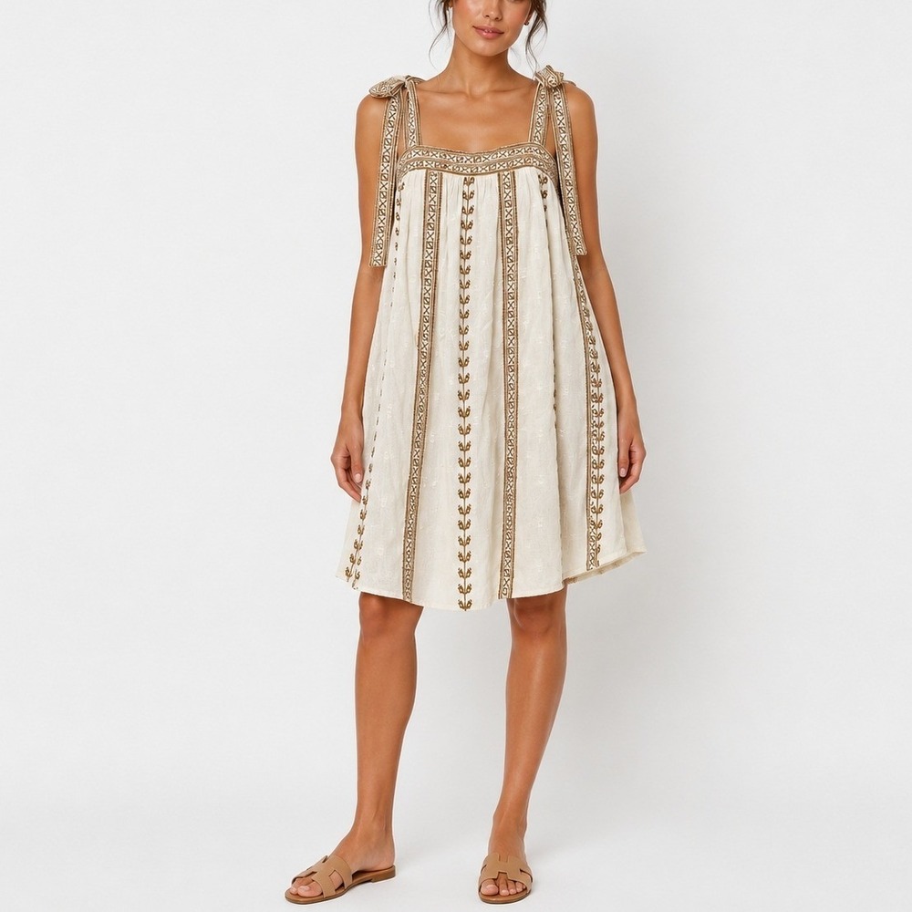 Cleobella Lacey Mini Dress XS Ivory Embroidered‎ Bohemian
